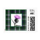 Purple, Green, White Tartan Thistle Postage Stamp