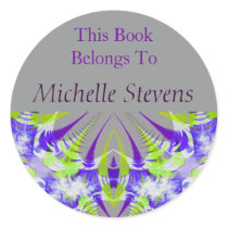 purple grey bookplate stickers by DonnaGrayson purple grey bookplate stickers