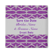 purple grey save the date magnet
