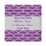 purple grey save the date fridge magnet