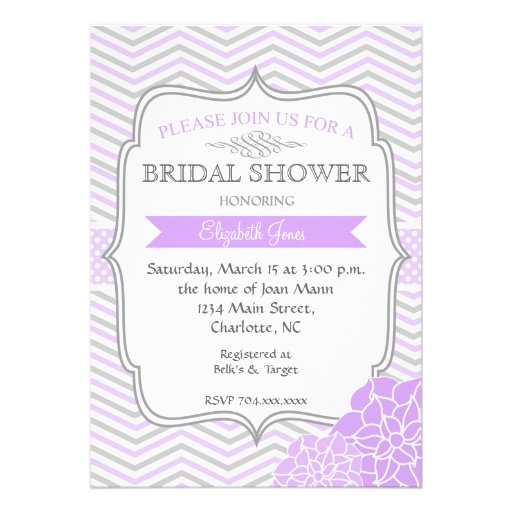 Purple & Grey Vintage  Bridal shower Invitation