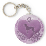 Purple Greyhound Valentine Keychains