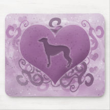 Purple Greyhound Valentine Mousepad