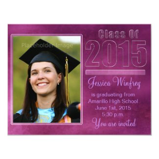 Purple Grunge Class of 2015 Graduation Photo 4.25" X 5.5" Invitation Card