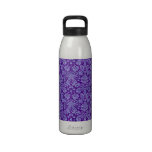 Purple Grunge Damask Water Bottles
