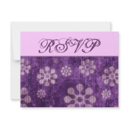 Purple Grunge Flowers Modern Wedding invitation