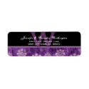 Purple Grunge Flowers Modern Wedding label