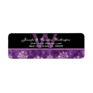 Purple Grunge Flowers Modern Wedding label