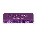 Purple Grunge Flowers Modern Wedding label