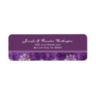 Purple Grunge Flowers Modern Wedding label