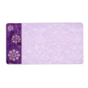 Purple Grunge Flowers Modern Wedding label