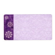 Purple Grunge Flowers Modern Wedding label