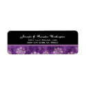 Purple Grunge Flowers Modern Wedding label
