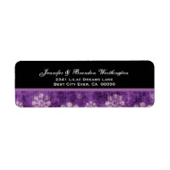Purple Grunge Flowers Modern Wedding label