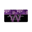 Purple Grunge Flowers Modern Wedding label