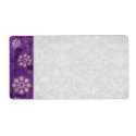 Purple Grunge Flowers Modern Wedding label