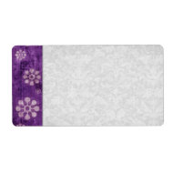 Purple Grunge Flowers Modern Wedding label
