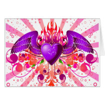 Purple Grunge Winged Heart Design Cards