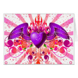 Purple Grunge Winged Heart Design Cards