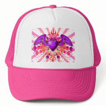 Purple Grunge Winged Heart Design Hat