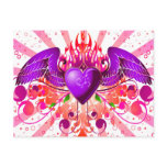 Purple Grunge Winged Heart Design Postcards