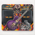 Purple Guitar Flaming Skulls & Amp Mousepad by MistaSCARY Purple Guitar Flaming Skulls & Amp Mousepad