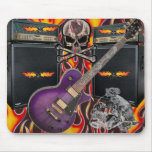 Purple Guitar Flaming Skulls & Amp Mousepad