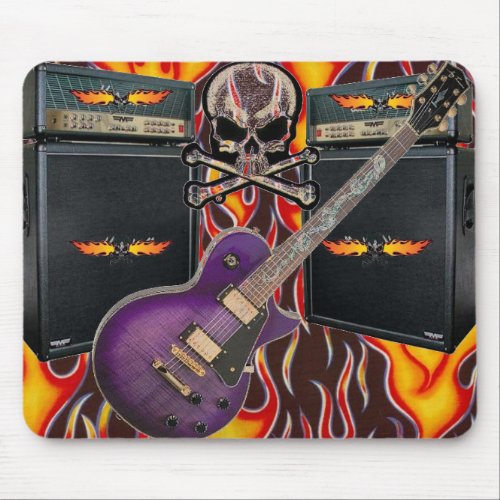 Purple Guitar Flaming Skulls & Amps Mousepad mousepad
