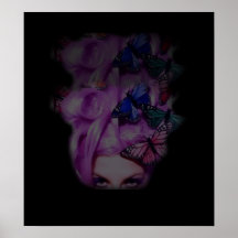 Purple Hair Butterfly Lady  Poster/Print 3