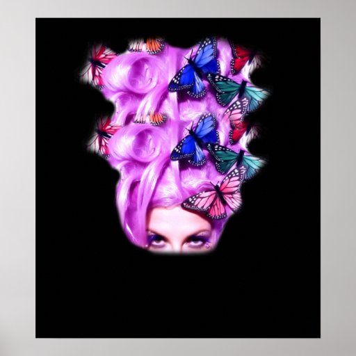 Purple Hair Butterfly Lady  Poster/Print 5