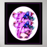 Purple Hair Butterfly Lady  Poster/Print 6