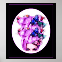 Purple Hair Butterfly Lady  Poster/Print 6