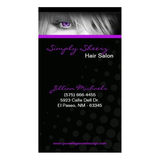 Purple Hair Salon Beauty Shop Boutiq Business Card