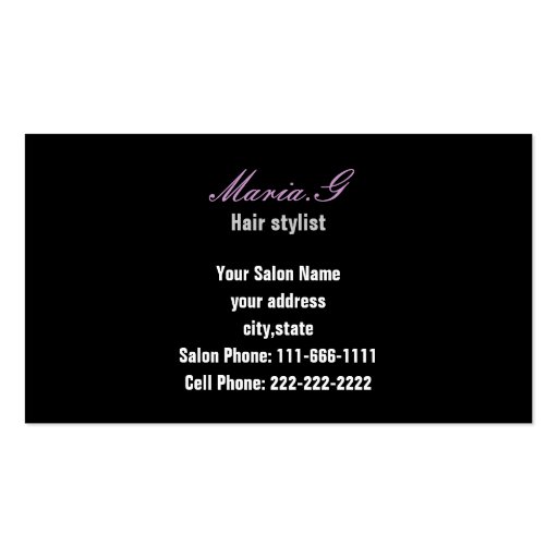 purple Hair Salon businesscards Business Card (back side)