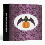 Purple Hairy Halloween Bat 3 Ring Binders