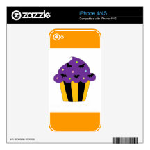 Purple Halloween Bats Cupcake iPhone 4S Skins