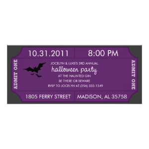 Purple Halloween Ticket Invitation