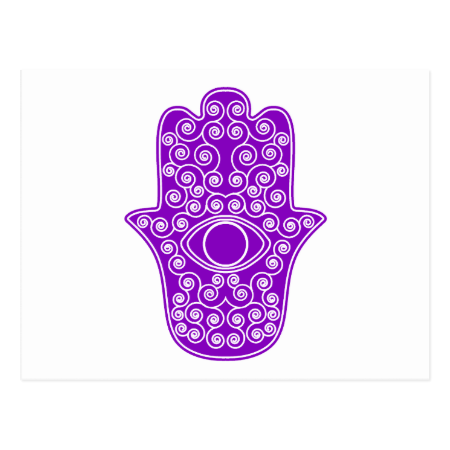 Purple Hamsa-Hand of Miriam-Hand of Fatima.png Postcard