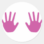purple hands round stickers