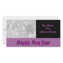 purple happy new year customized photo card