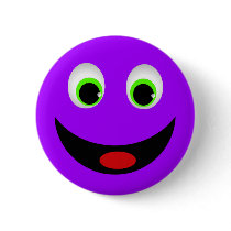 PURPLE HAPPY SMILEY FACE PINBACK BUTTONS