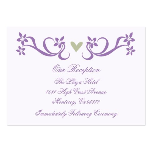 Purple Heart Accent Reception Insert Cards Business Card Templates