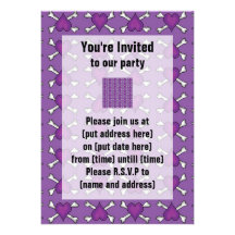 Purple Heart and Crossbones Pattern Invite