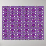 Purple Heart and Crossbones Pattern Posters