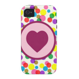 Purple Heart Confetti Color Splashes Polka Dots Vibe iPhone 4 Cover