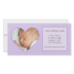 Purple Heart Dots New Baby Photo Card