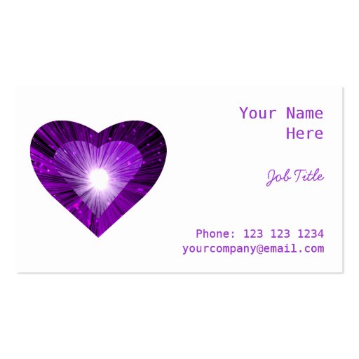 Purple Heart 'heart' business card side white (front side)