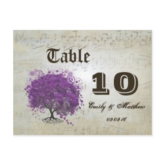 Purple Heart Leaf Tree Table Number postcard