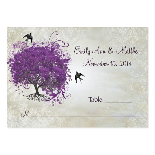 Purple Heart Leaf Tree Table Place Cards Business Card (front side)