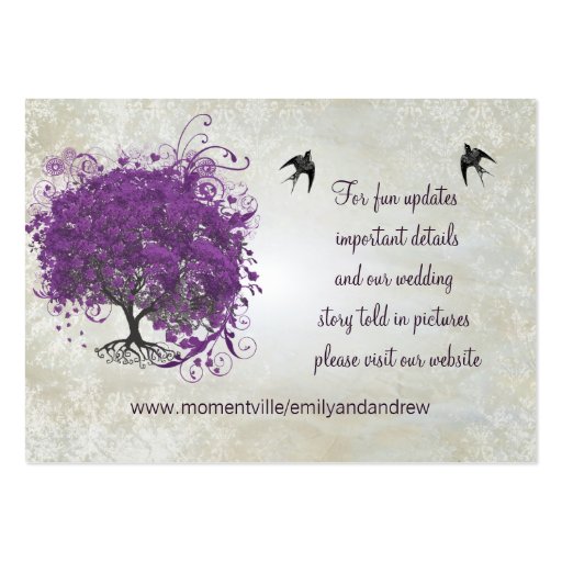 Purple Heart Leaf Tree Table Place Cards Business Card (back side)
